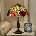 16 Inch European Stained Glass Rose Style Table Lamp