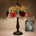 16 Inch European Stained Glass Rose Style Table Lamp